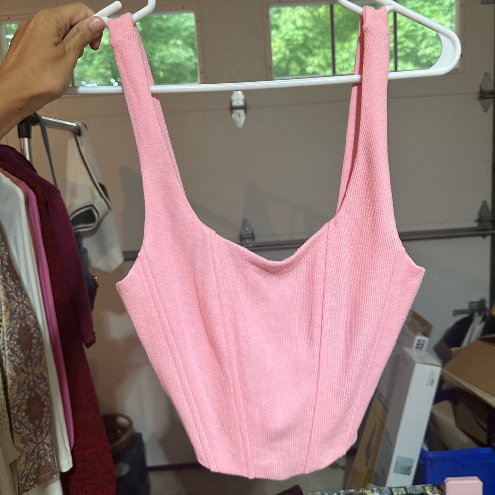 Pink bustier crop top